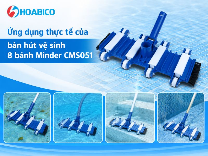 Bàn hút vệ sinh bể bơi 8 bánh Minder CMS051