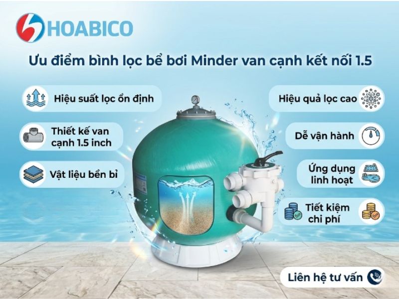 Bình lọc bể bơi van cạnh kết nối 1.5