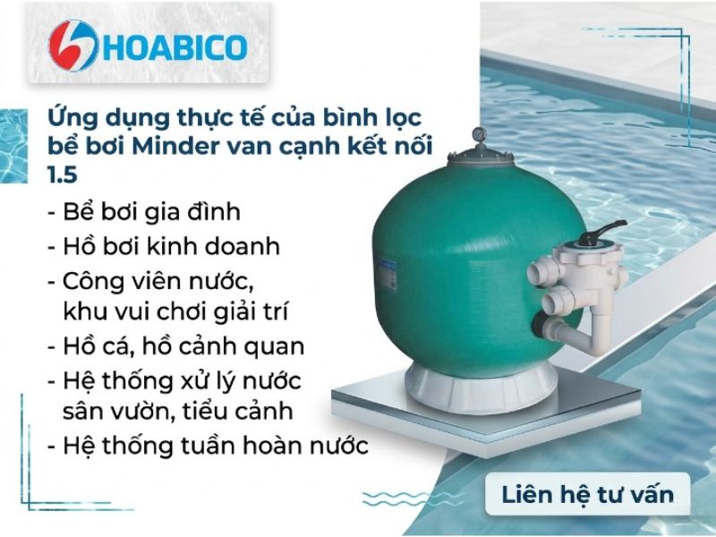 Bình lọc bể bơi van cạnh kết nối 1.5