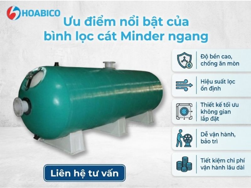 Bình lọc cát Minder ngang