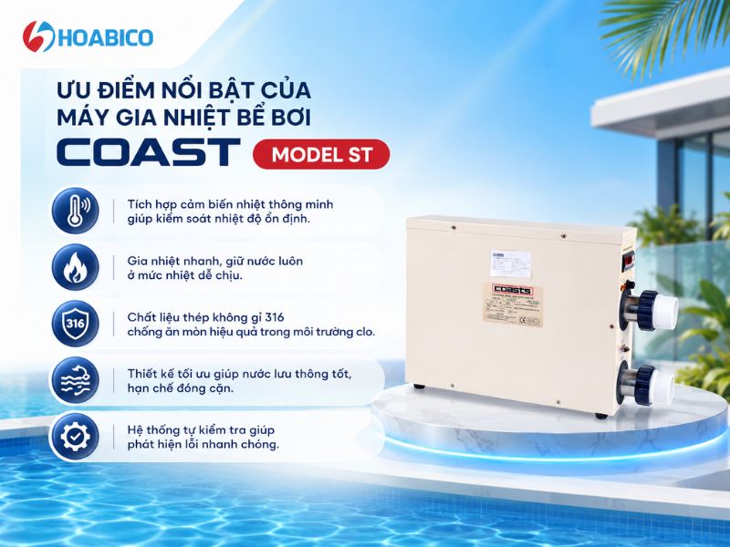 Máy gia nhiệt bể bơi COAST model ST