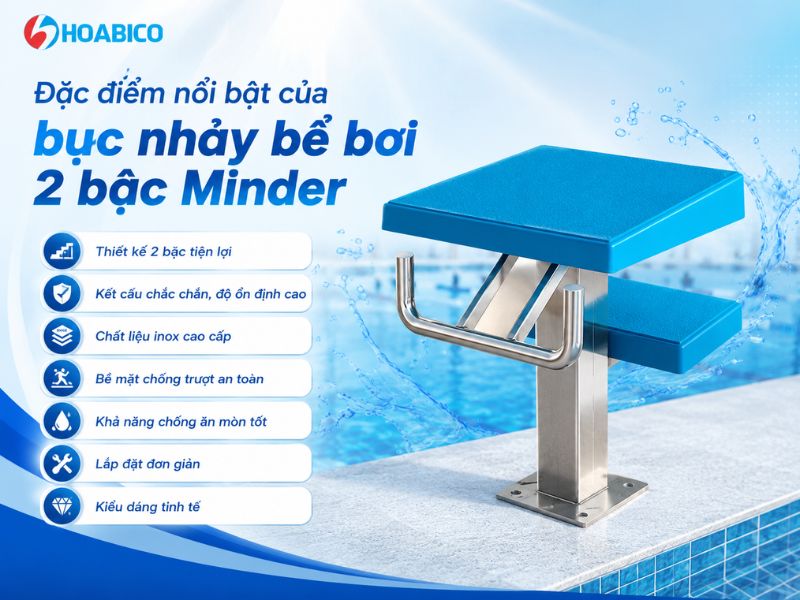 Bục nhảy bể bơi 2 bậc Minder