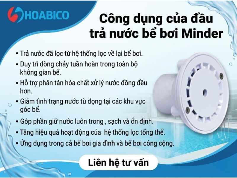 đầu trả nước bể bơi Minder