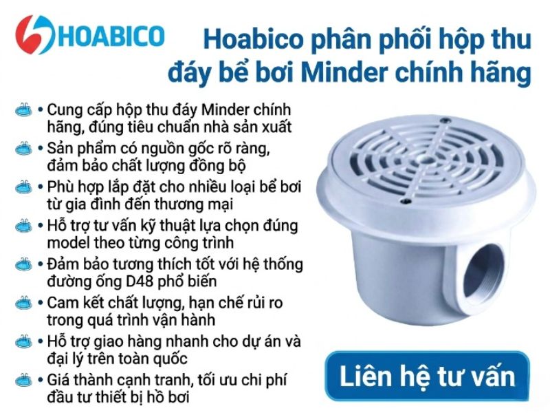 Hộp thu đáy bể bơi Minder