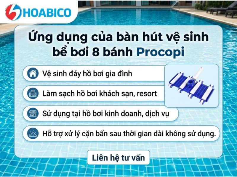 Bàn hút vệ sinh bể bơi 8 bánh Procopi