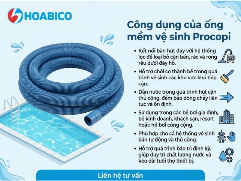 Ống mềm vệ sinh bể bơi Procopi