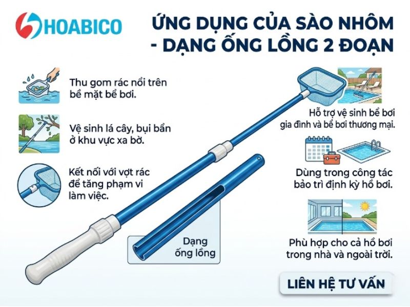 sào nhôm - Dạng ống lồng 2 đoạn