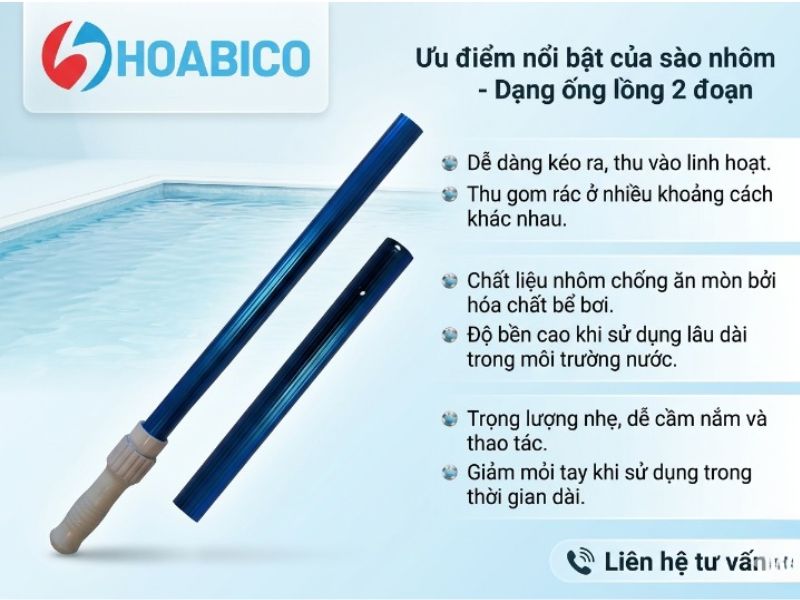 sào nhôm - Dạng ống lồng 2 đoạn