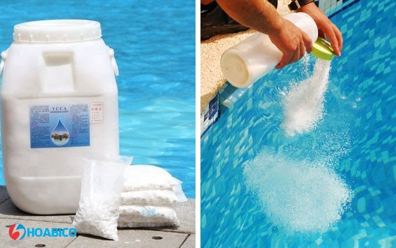 Sử dụng hóa chất bể bơi Clo - Cách xử lý nước hồ bơi bị rêu