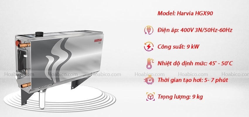 Thông số máy xông hơi ướt HARVIA HGX90 (Trung Quốc)