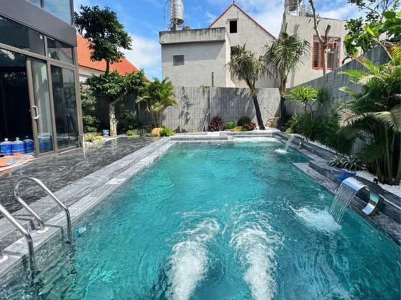 Hoabico bàn giao công trình thi công bể bơi cho anh Việt tại Thái Bình