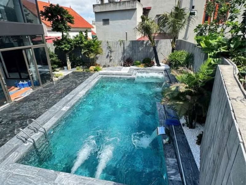 Hoabico bàn giao công trình thi công bể bơi cho anh Việt tại Thái Bình
