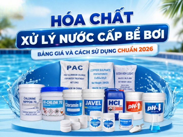 hóa chất xử lý nước cấp bể bơi