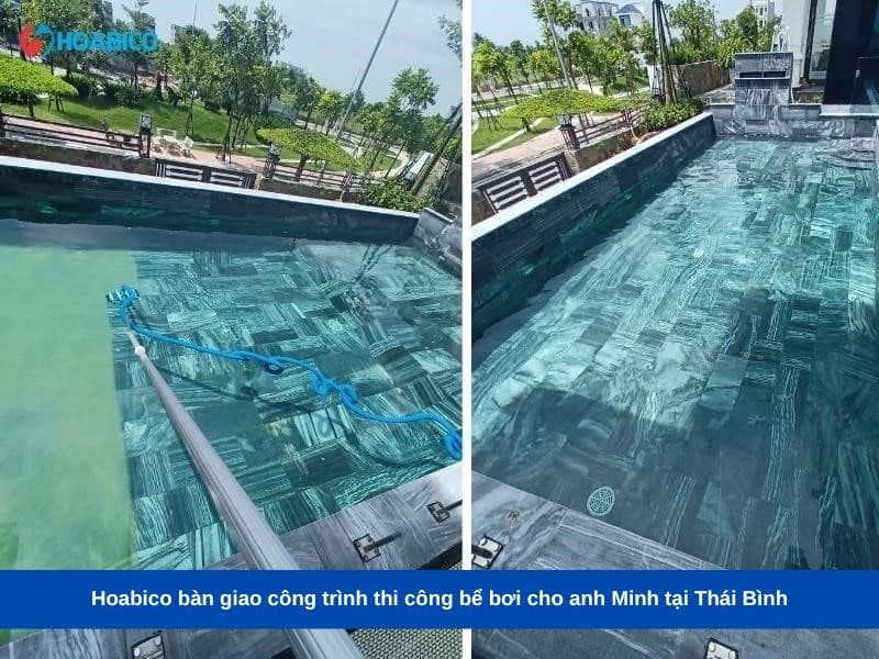 công trình thi công bể bơi cho anh Minh tại Thái Bình