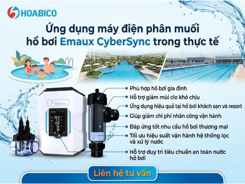 Máy điện phân muối hồ bơi Emaux CyberSync