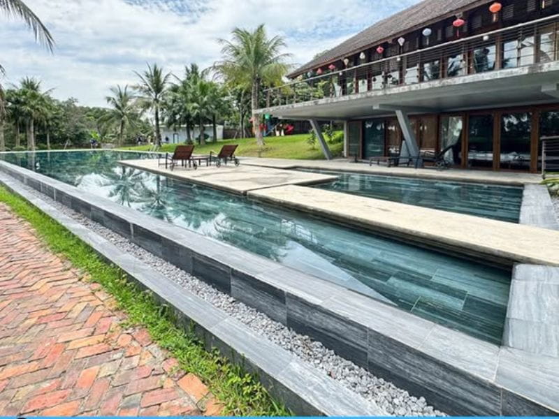 công trình thi công bể bơi nghỉ dưỡng tại Ninh Bình