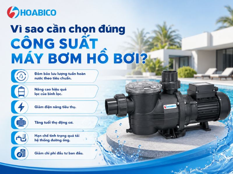 Hồ bơi gia đình nên dùng máy bơm mấy HP