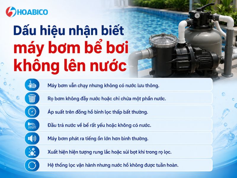 Máy bơm bể bơi không lên nước do đâu