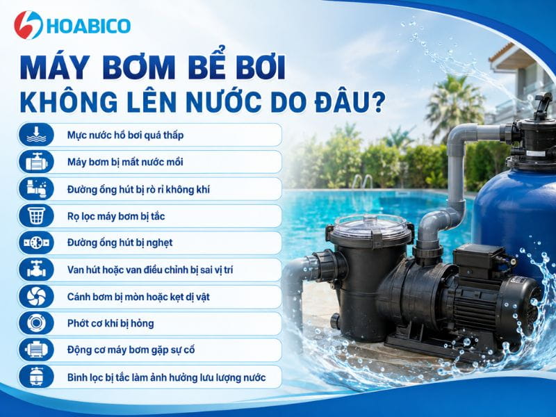 Máy bơm bể bơi không lên nước do đâu