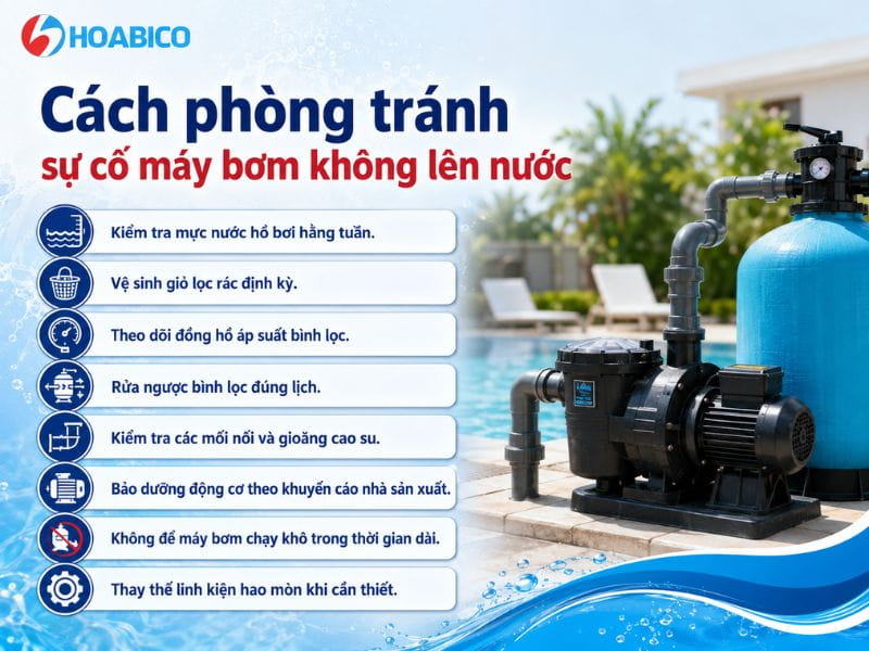 Máy bơm bể bơi không lên nước do đâu