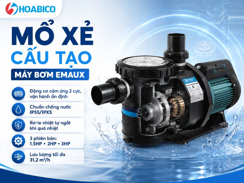 Máy bơm bể bơi Emaux được đầu tư kỹ về động cơ