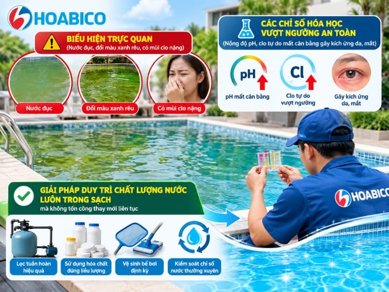 Dấu hiệu nhận biết nước bể bơi đã quá tải và cần xử lý ngay Dấu hiệu nhận biết nước bể bơi đã quá tải và cần xử lý ngay